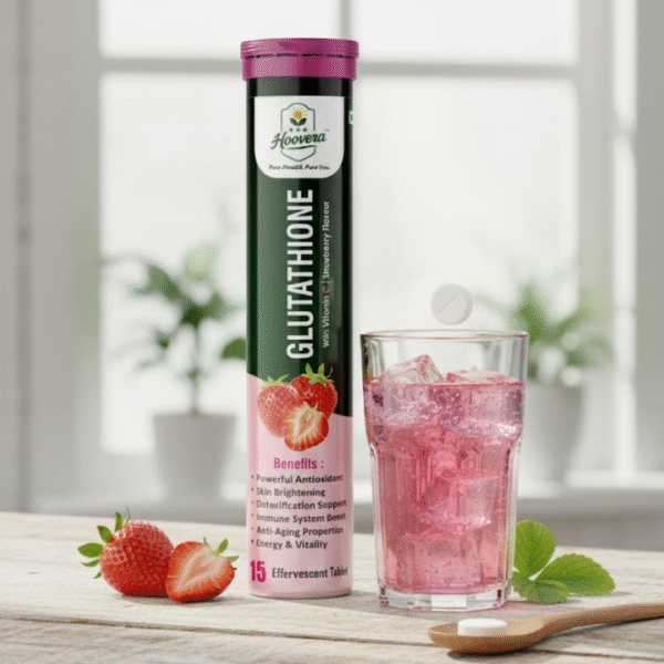 Hoovera Glutathione Effervescent Tablets – Advanced Skin Brightening & Detox Formula (Strawberry Flavour, 15 Tablets)