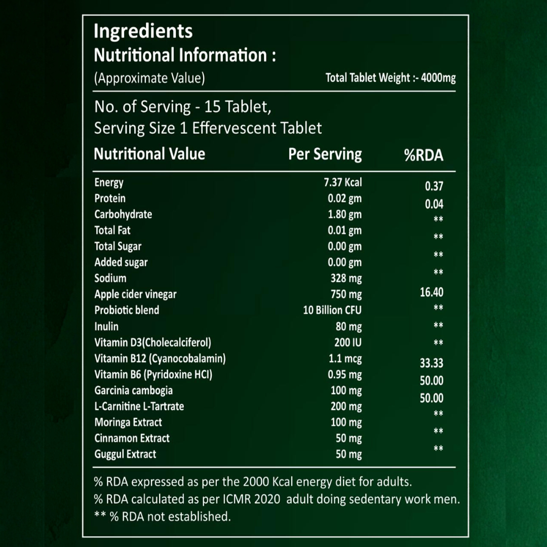 Hoovera Metabolic ACV Moringa Effervescent Tablets – Green Apple & Lemon Masala Flavours (15 Tablets) - Image 4